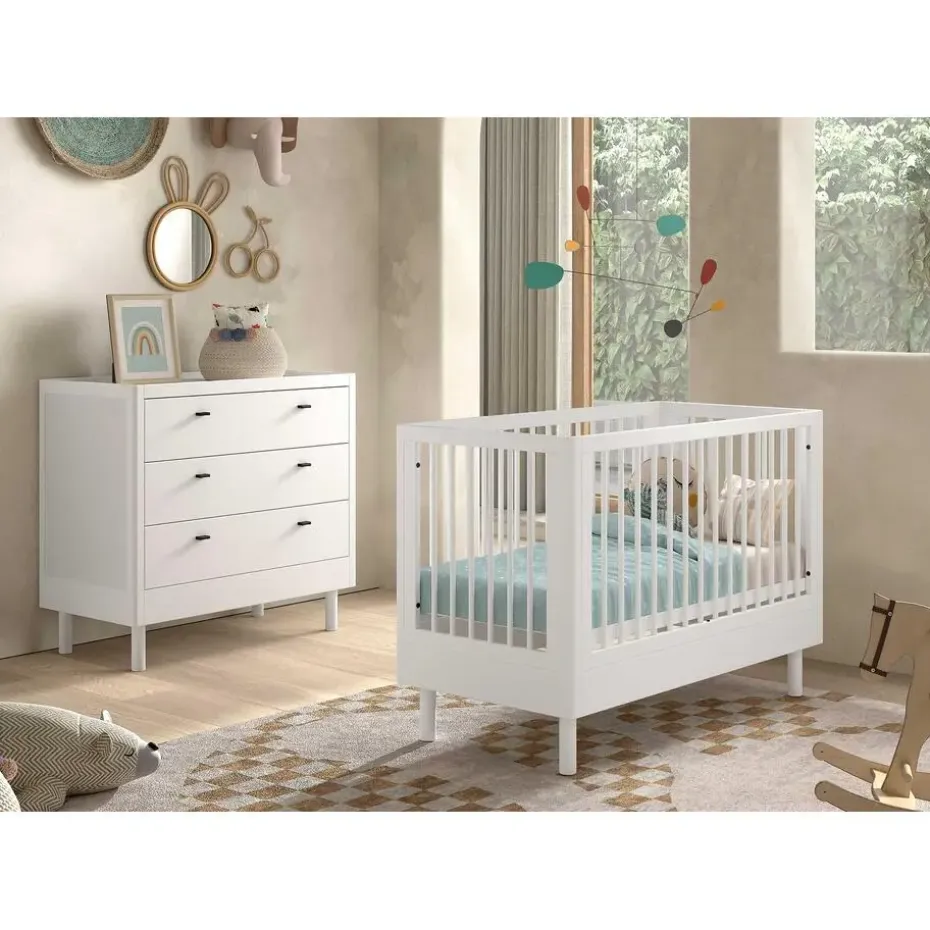 Commode Forrest - 3 lades - massief beukenhout - wit