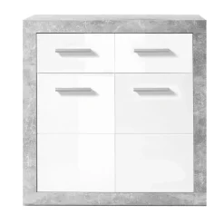 Commode Inga 82 cm met 2 deuren & 2 lades - beton/wit
