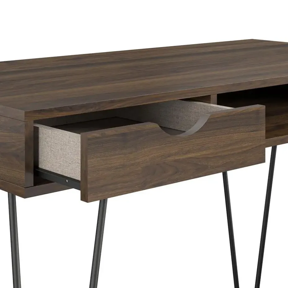 Concord - Bureau met 1 lade in walnoot spaanplaat