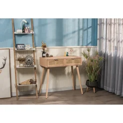 Console 2 laden van hout en natuurlijk rotan