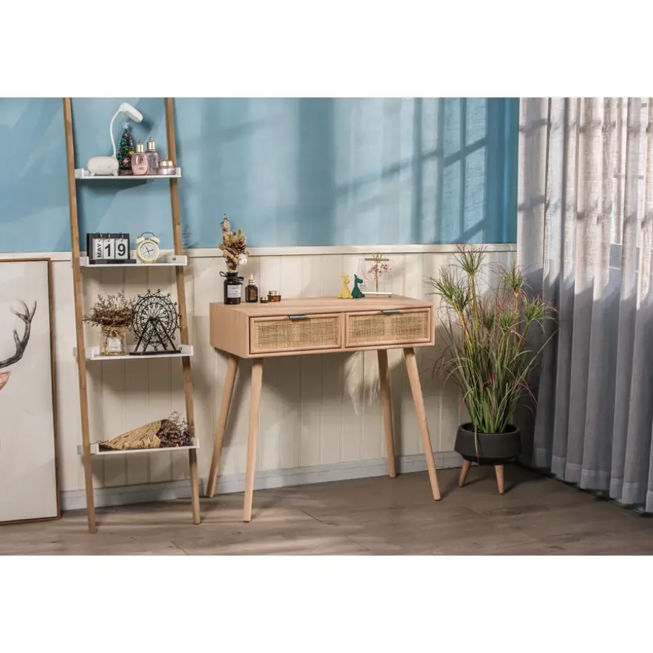 Console 2 laden van hout en natuurlijk rotan