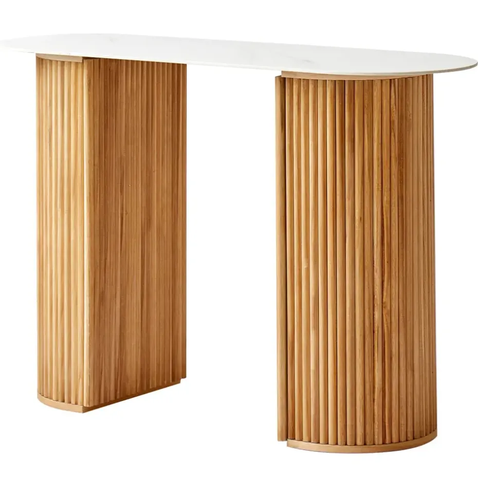 Console van hout met marmerlook blad