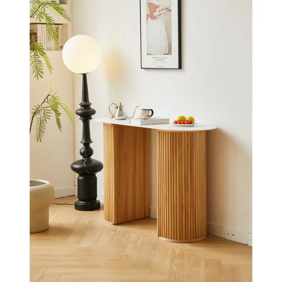 Console van hout met marmerlook blad