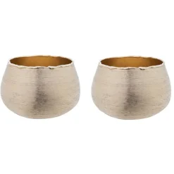 Cosy @ Home Waxinelichthouder - goudkleurig - aluminium - 10 cm