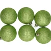 Cosy & Trendy Kerstballen - 6x st - appel groen - glitters - 8 cm