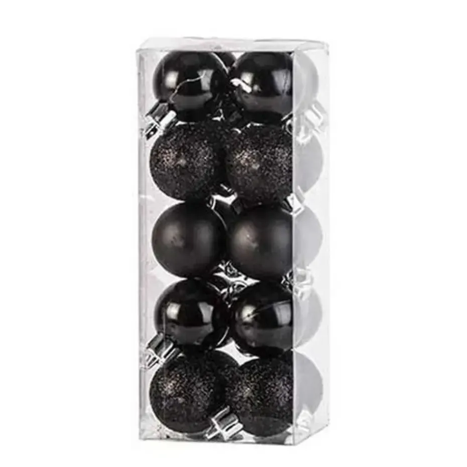 Cosy & Trendy Kerstballen mini - 20x - zwart - D3 cm - kunststof
