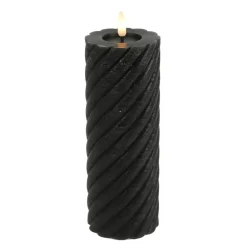 Countryfield LED kaars - zwart - D7,5 x H20 cm - timer - twirl
