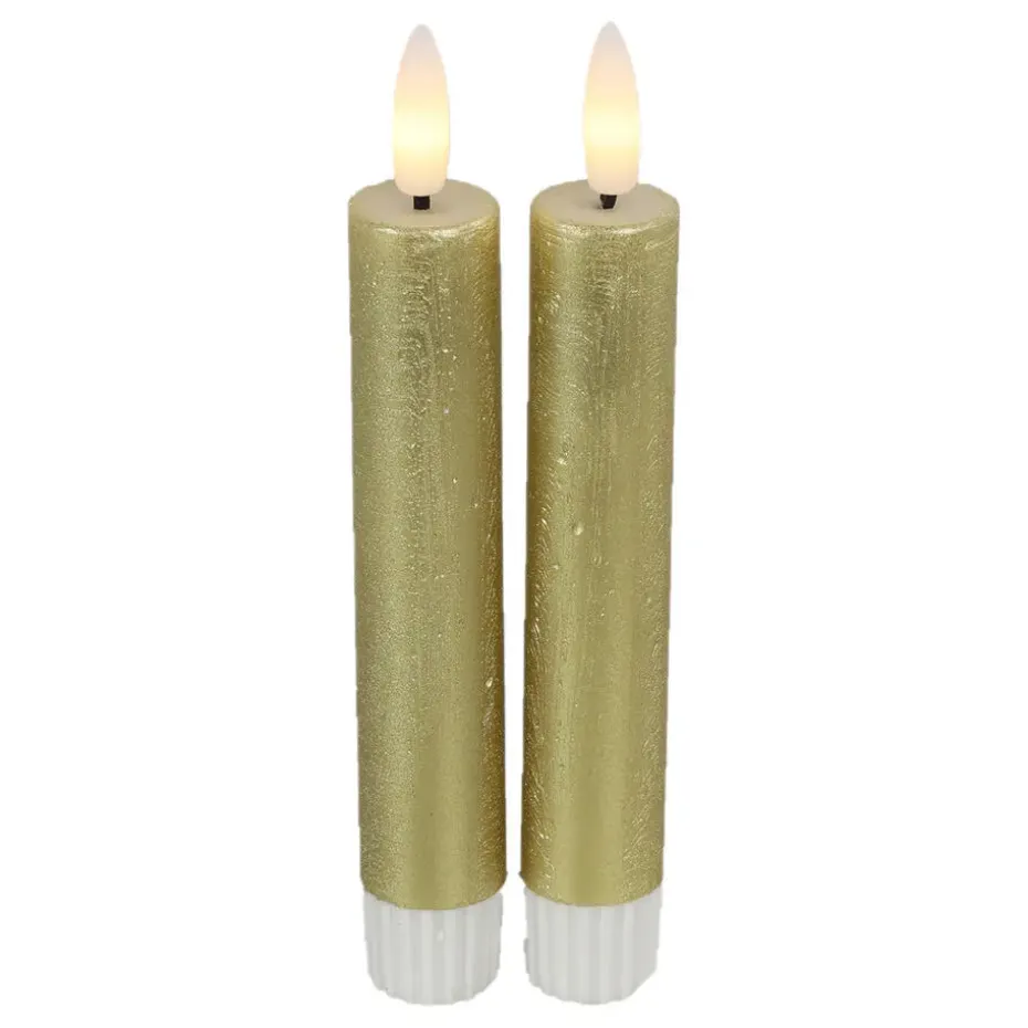 Countryfield Led kaarsen/dinerkaarsen - 2x stuks - goud - 15 cm