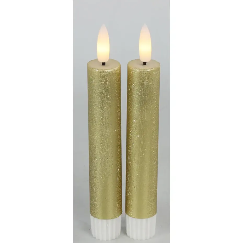 Countryfield Led kaarsen/dinerkaarsen - 2x stuks - goud - 15 cm