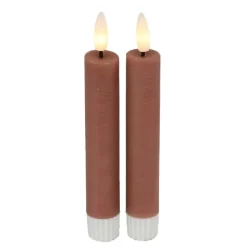 Countryfield Led kaarsen/dinerkaarsen - 2x - roze - 15 cm