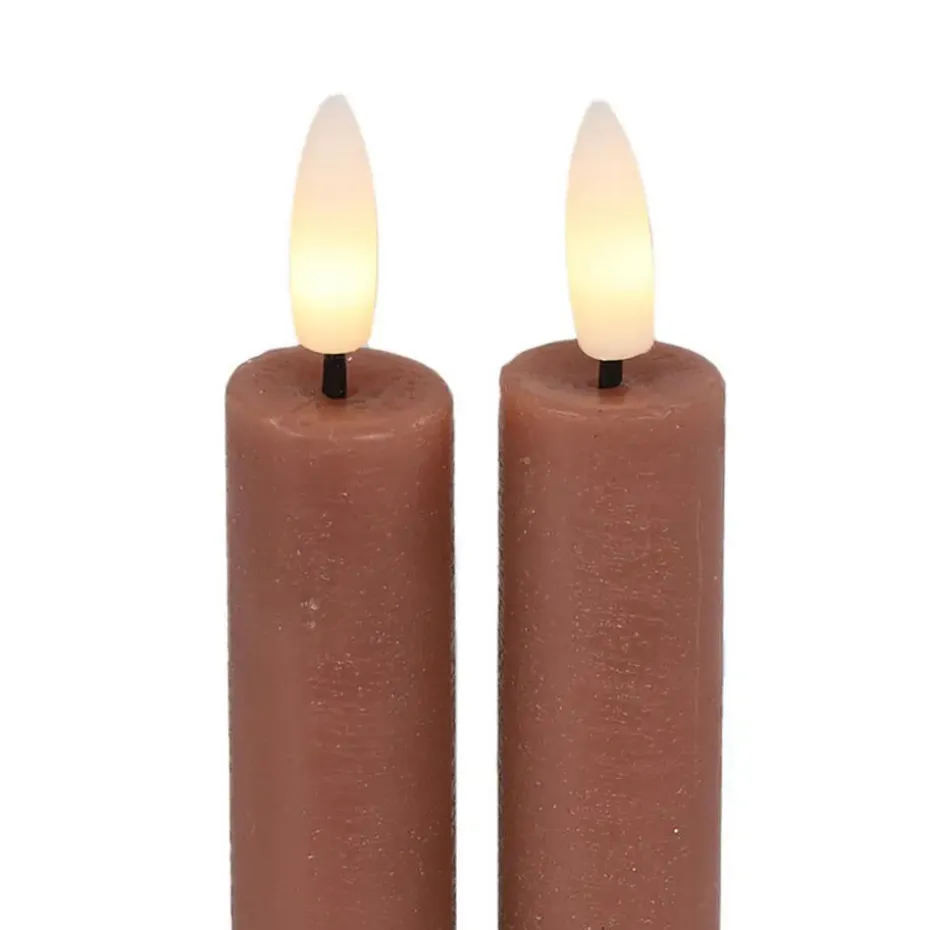 Countryfield Led kaarsen/dinerkaarsen - 2x - roze - 15 cm