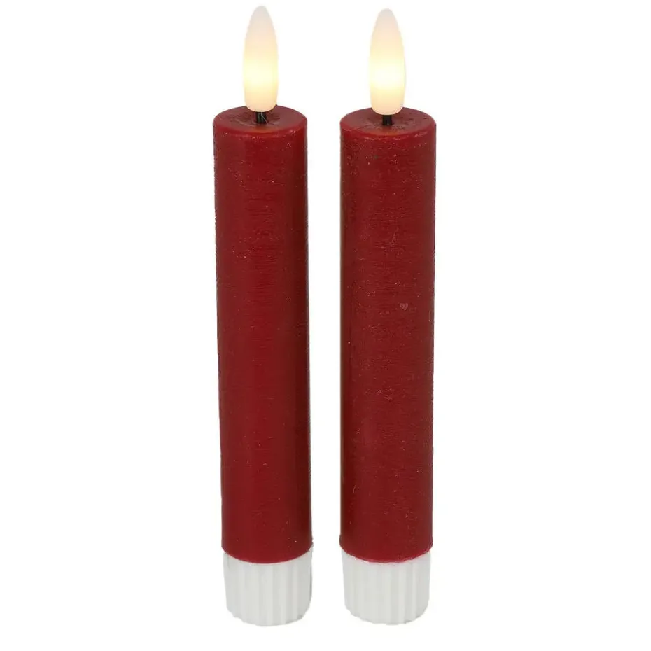 Countryfield Led kaarsen/dinerkaarsen - 2x - rood - 15 cm