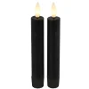 Countryfield Led kaarsen/dinerkaarsen - 2x stuks - zwart - 15 cm