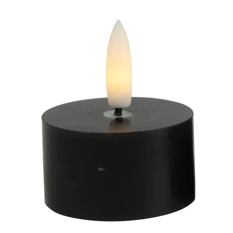 Countryfield LED waxinelichtjes - 2x - zwart - D4 x H5,2 cm