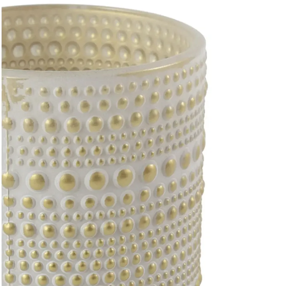 Countryfield theelichthouder/kaarsenhouder - creme /goud - H10 cm