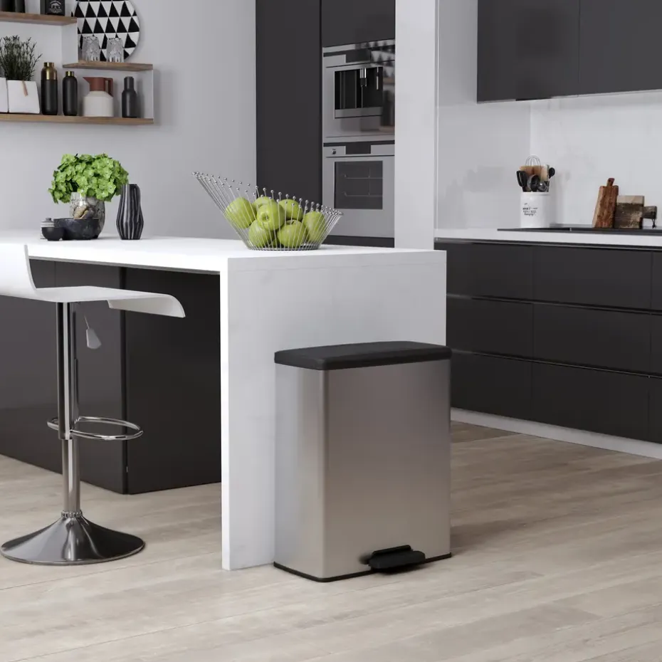 Curver Decobin Prullenbak - 65L - Rechthoekig - Zilver metallic
