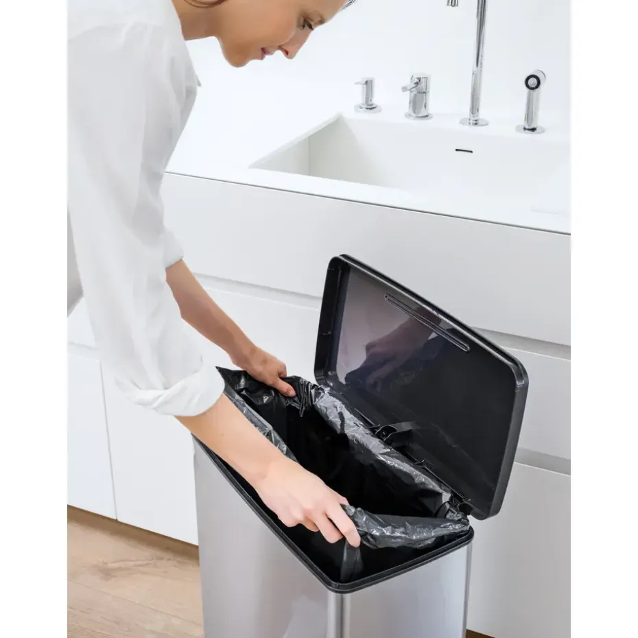 Curver Decobin Prullenbak - 65L - Rechthoekig - Zilver metallic