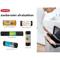 Curver Decobin Prullenbak - 65L - Rechthoekig - Zilver metallic