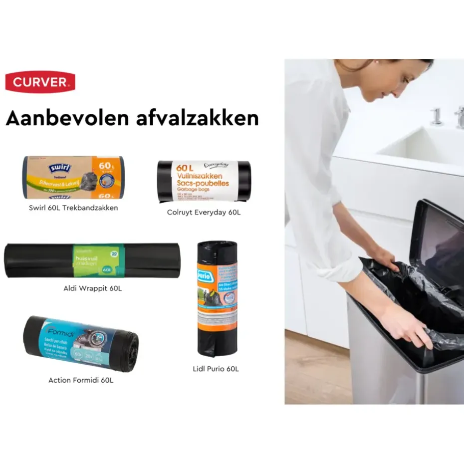 Curver Decobin Prullenbak - 65L - Rechthoekig - Zilver metallic