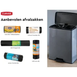 Curver Decobin Prullenbak - 65L - Rechthoekig - Zilver metallic