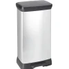 Curver Decobin Prullenbak- 50L - 39x29x72 cm - Zilver Metallic