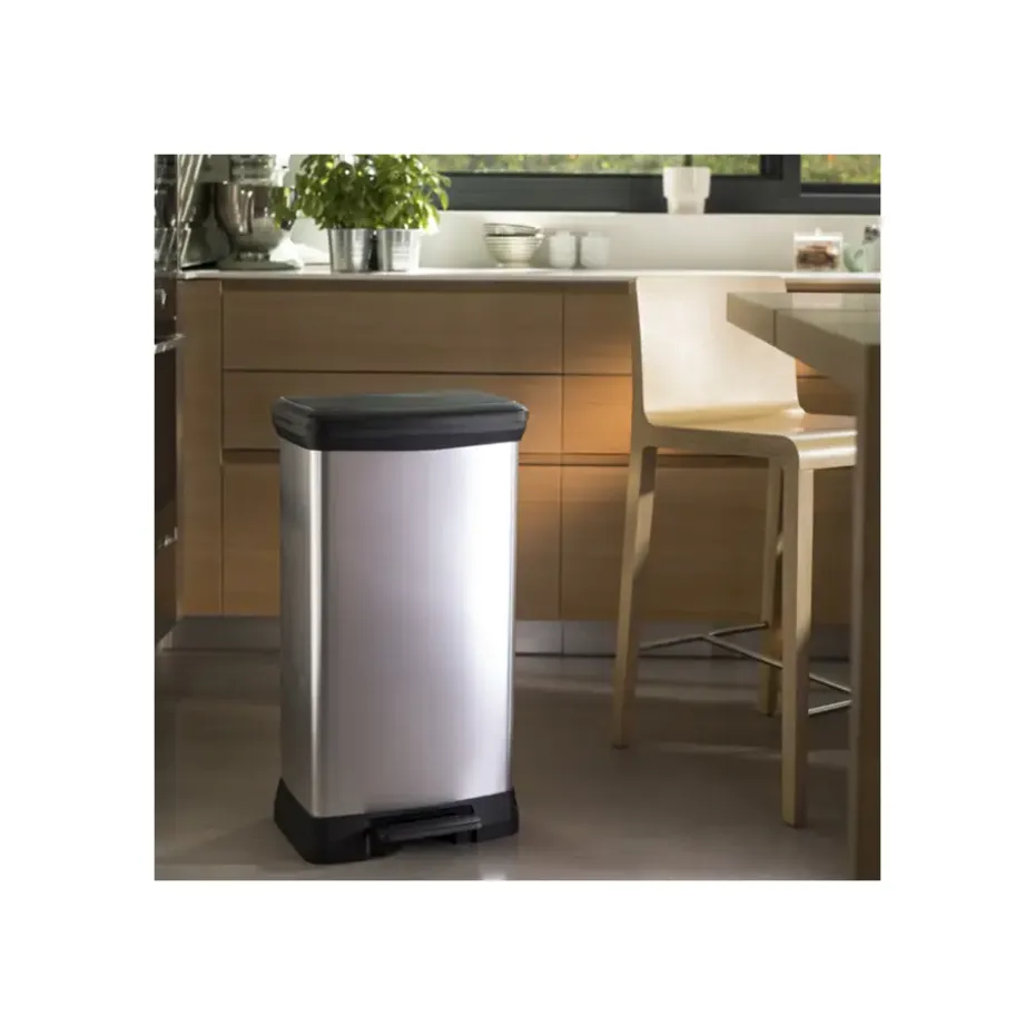 Curver Decobin Prullenbak- 50L - 39x29x72 cm - Zilver Metallic