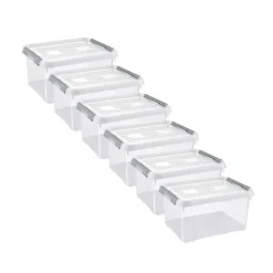Curver Handy+ Opbergbox - 15L - 6 stuks - Transparant met deksel