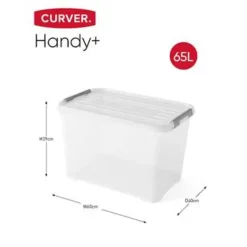 Curver Handy+ Opbergbox - 65L - 2 stuks - Transparant met deksel