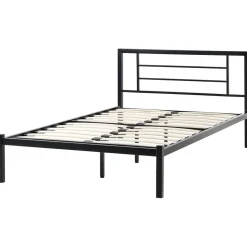 CUSSET - Tweepersoonsbed - Zwart - 120 x 200 cm - Metaal