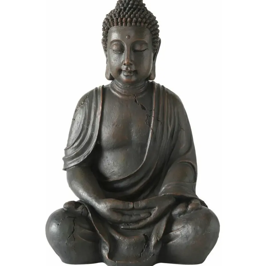 Deco by Boltze Boeddha beeld Zen - antiek grijs - 34 x 45 x 70 cm