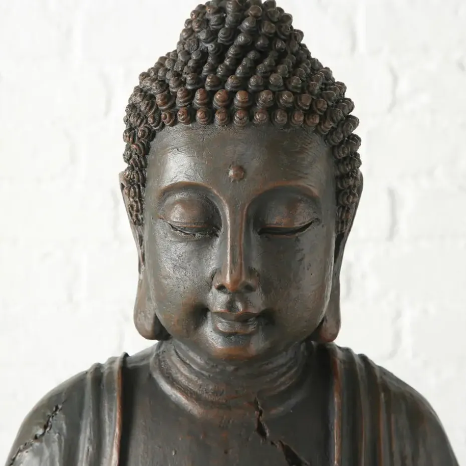 Deco by Boltze Boeddha beeld Zen - antiek grijs - 34 x 45 x 70 cm