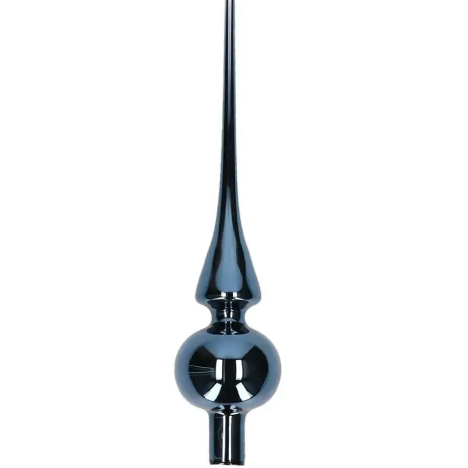 Decoris kerst piek - donkerblauw - 26 cm - glas - glans