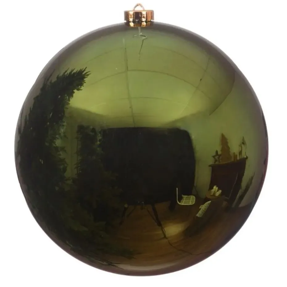 Decoris Kerstbal - donkergroen - groot - kunststof - 20 cm