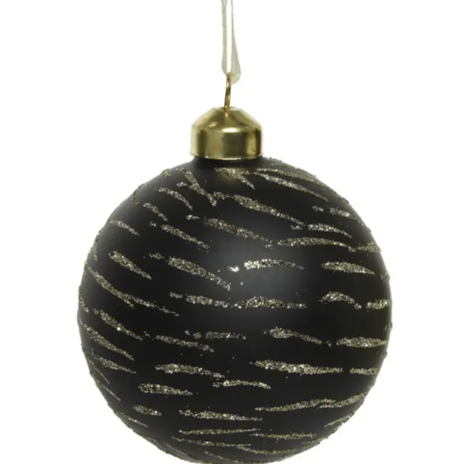 Decoris Kerstballen - 3 stuks - brass zwart met goud - 8 cm