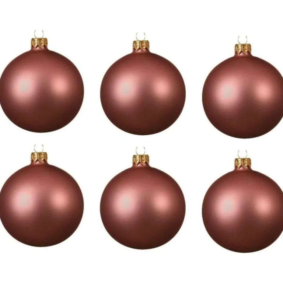 Decoris kerstballen - 6x - oudroze - 8 cm - glas - mat