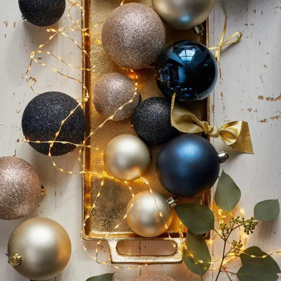 Decoris Kerstballen - 26x st - donkerblauw - 6-8-10 cm