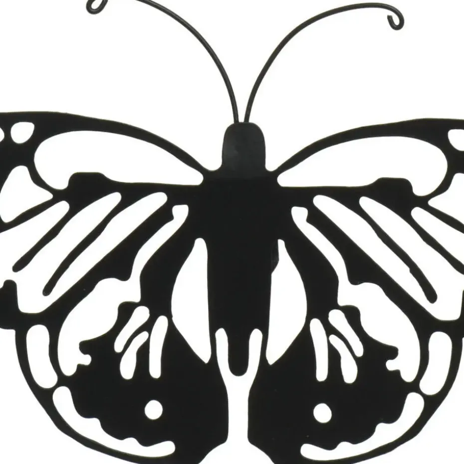 Decoris muurvlinder - tuindecoratie - zwart - metaal - 36 x 25 cm