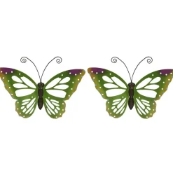 Decoris Tuindecoratie vlinder - groen - metaal - 51 x 38 cm