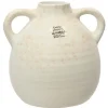 Decoris Vaas kruik model - terracotta - wit - D17 x H17 - vintage