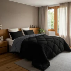 Dekbed zonder Overtrek Diamond 200x200 – Met Kussenslopen – Wasbaar – Zwart