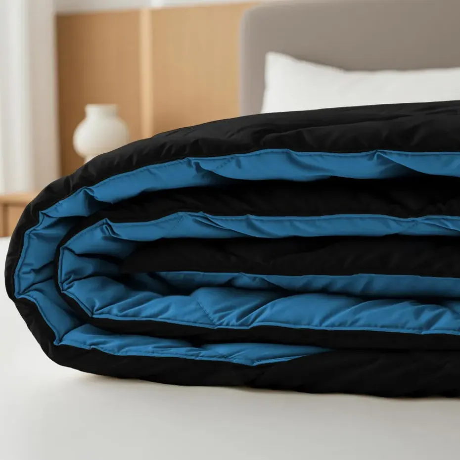 Dekbed zonder Overtrek Diamond 240x200 – Met Kussenslopen– Wasbaar – Zwart/Blauw