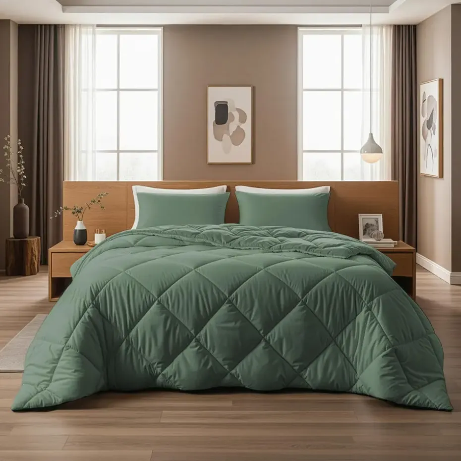 Dekbed zonder Overtrek Diamond 200x200 – Incl. Kussenslopen – Wasbaar – Groen