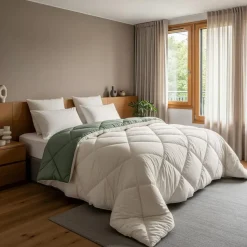 Dekbed zonder Overtrek Diamond 240x200 – Met Kussenslopen– Wasbaar – Crème/Groen