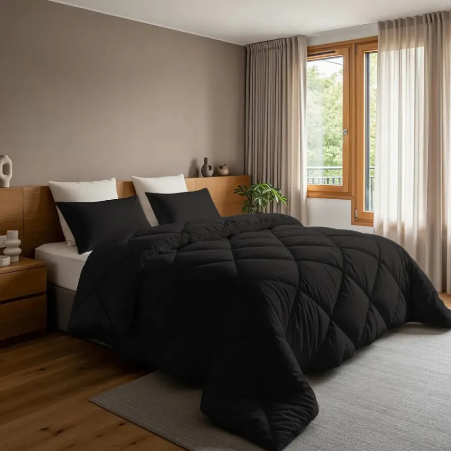 Dekbed zonder Overtrek Diamond 200x200 – Incl. Kussenslopen – Wasbaar – Zwart