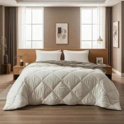 Dekbed zonder Overtrek Diamond 240x200 – Met Kussenslopen – Wasbaar – Crème/Kaki