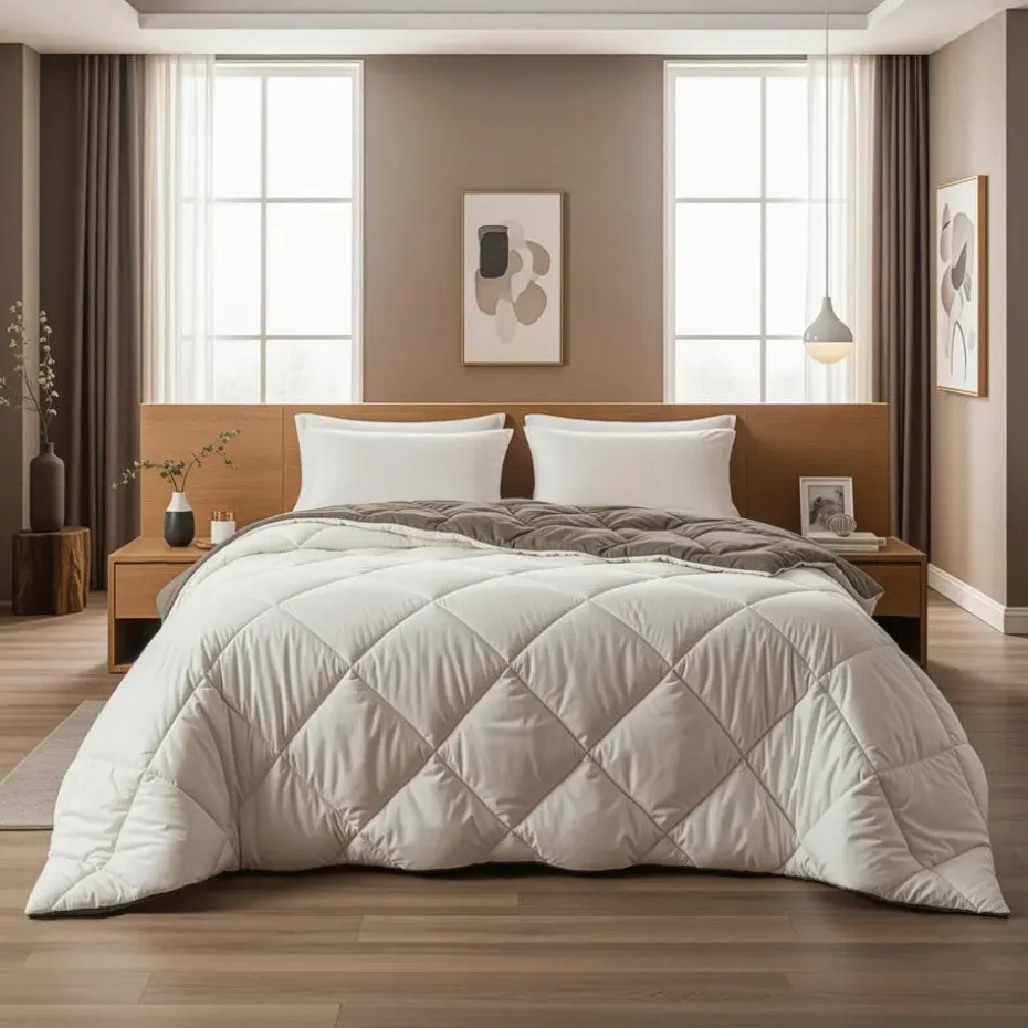 Dekbed zonder Overtrek Diamond 240x200 – Met Kussenslopen – Wasbaar – Crème/Kaki