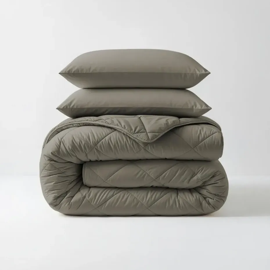 Dekbed zonder Overtrek Diamond 200x200 – Incl. Kussenslopen – Wasbaar – Kaki