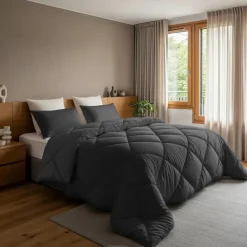 Dekbed zonder Overtrek Diamond 240x200 – Met Kussenslopen – Wasbaar – Antraciet