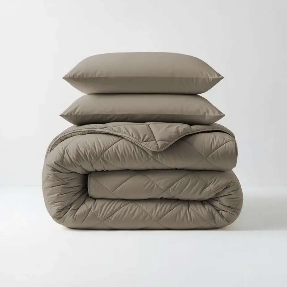 Dekbed zonder Overtrek Diamond 200x200 – Incl. Kussenslopen – Wasbaar – Taupe