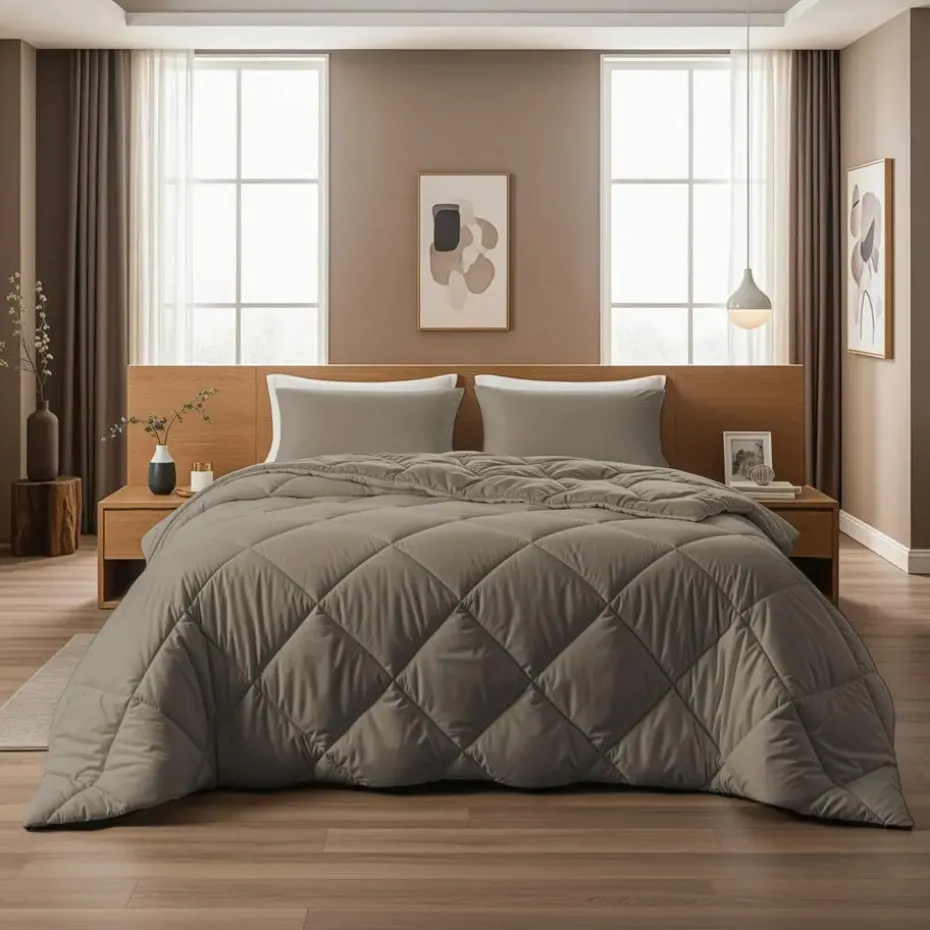 Dekbed zonder Overtrek Diamond 200x200 – Incl. Kussenslopen – Wasbaar – Taupe